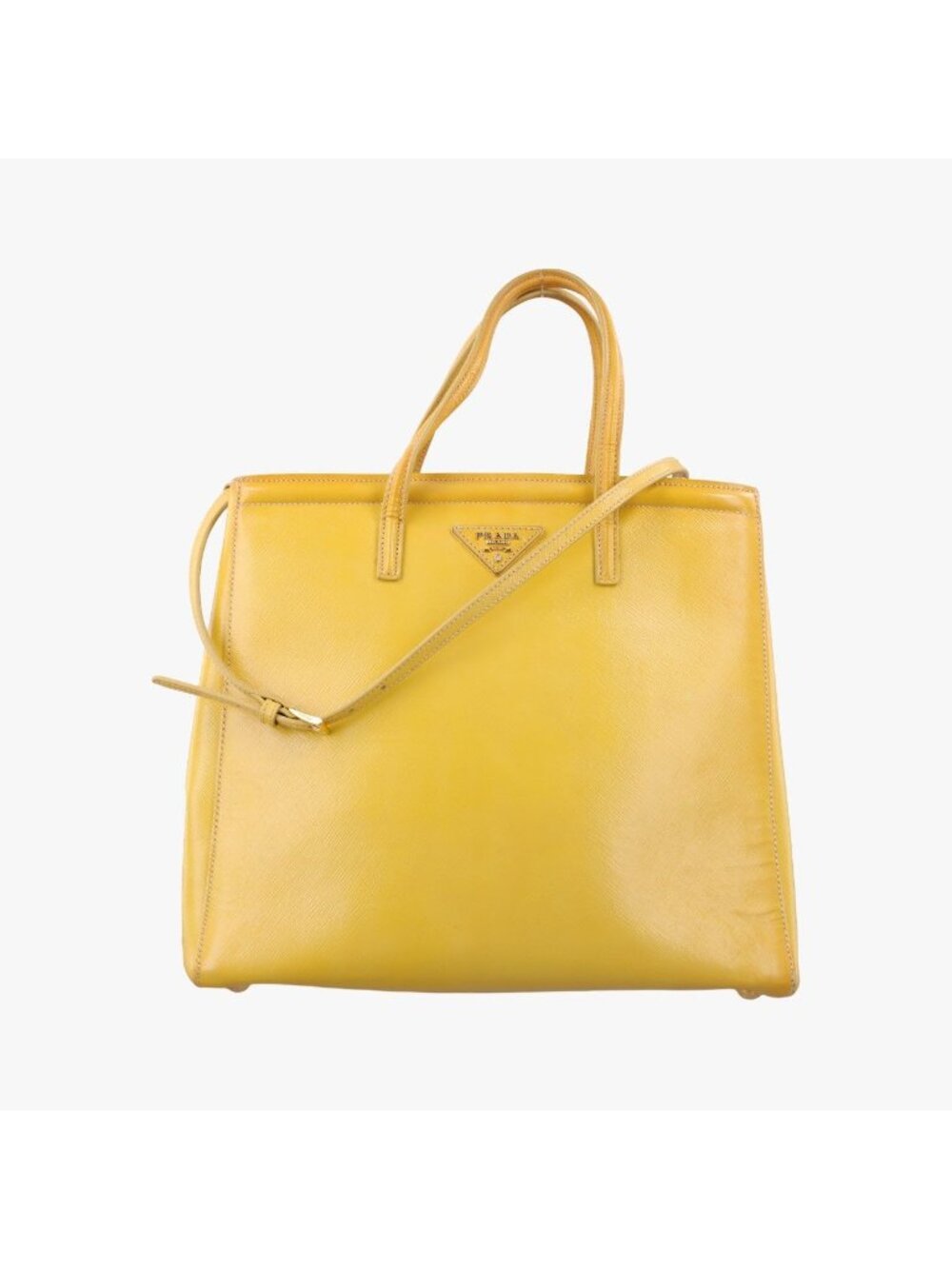 Prada Parabolic Tote Yellow Saffiano Leather 7